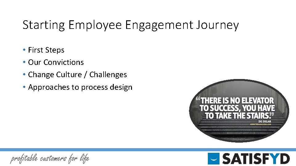 Starting Employee Engagement Journey • First Steps • Our Convictions • Change Culture /