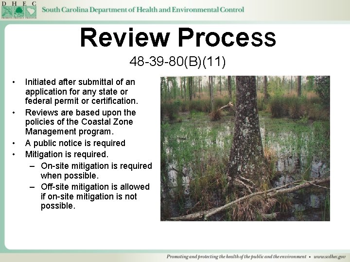 Review Process 48 -39 -80(B)(11) • • Initiated after submittal of an application for
