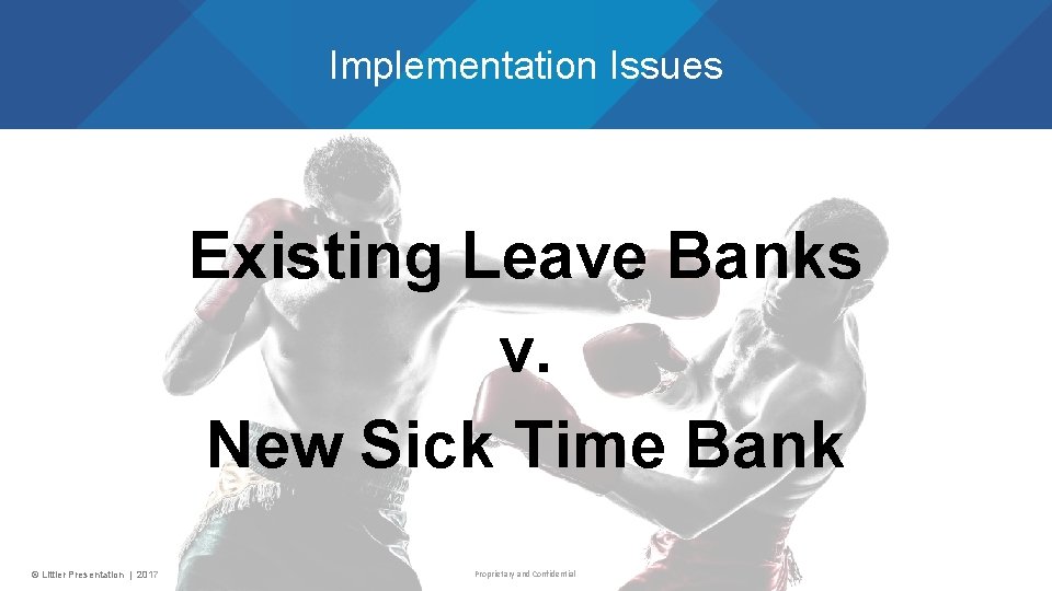 Implementation Issues Existing Leave Banks v. New Sick Time Bank © Littler Presentation |