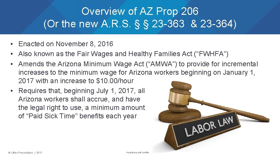 Overview of AZ Prop 206 (Or the new A. R. S. § § 23