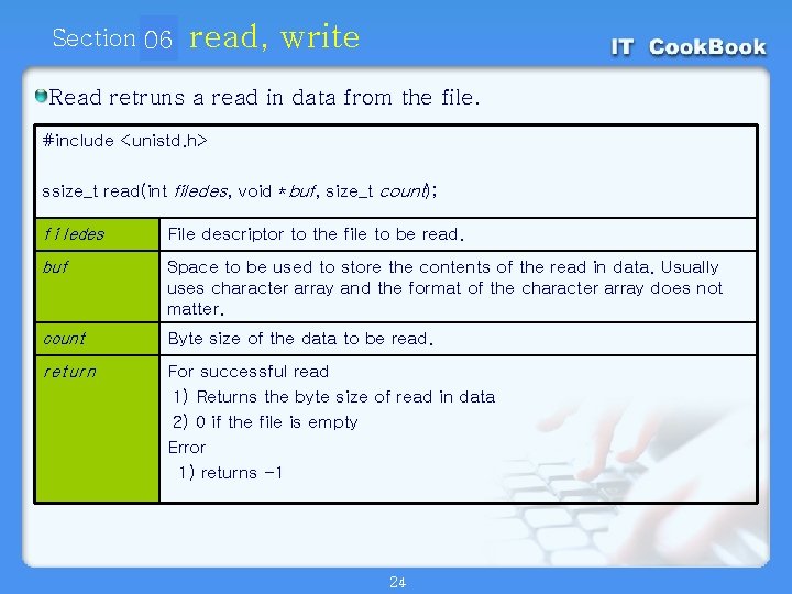 Section 06 01 read, write Read retruns a read in data from the file.