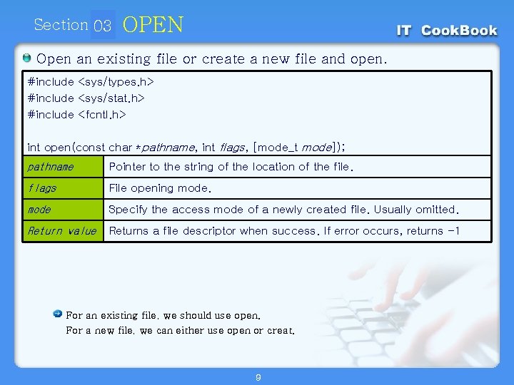 Section 03 01 OPEN Open an existing file or create a new file and