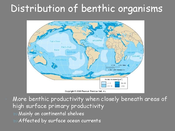 Distribution of benthic organisms Fig. 15. 1 More benthic productivity when closely beneath areas