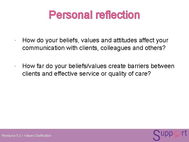 Personal reflection How do your beliefs, values and attitudes affect your communication with clients, Personal reflection How do your beliefs, values and attitudes affect your communication with clients,