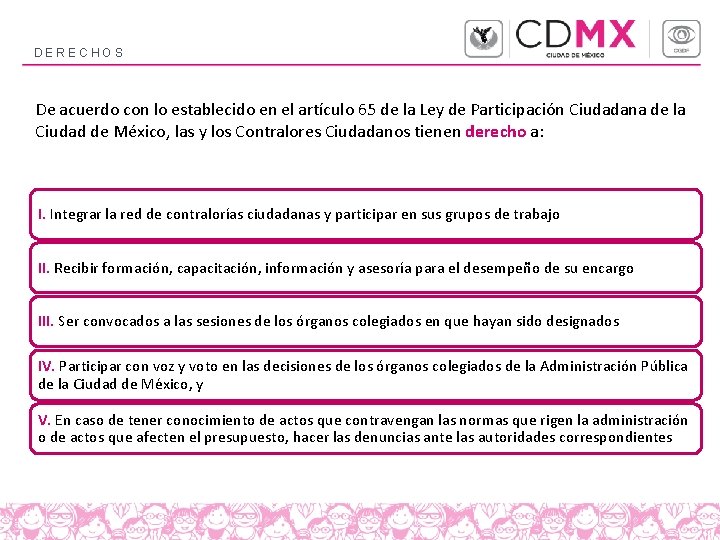DERECHOS De acuerdo con lo establecido en el artículo 65 de la Ley de DERECHOS De acuerdo con lo establecido en el artículo 65 de la Ley de