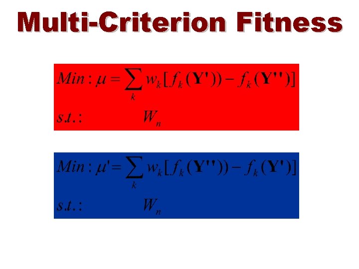 Multi-Criterion Fitness 