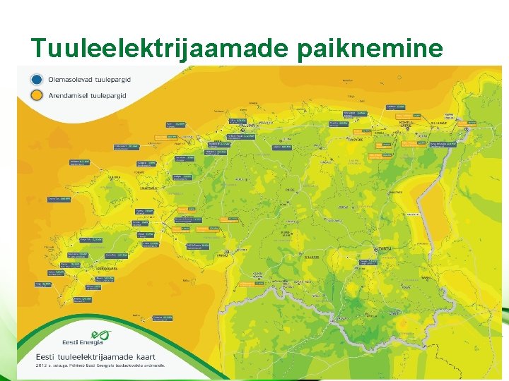 Tuuleelektrijaamade paiknemine 