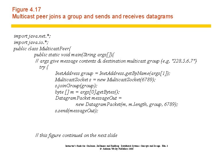 Figure 4. 17 Multicast peer joins a group and sends and receives datagrams import
