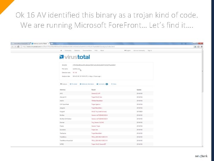 Ok 16 AV identified this binary as a trojan kind of code. We are