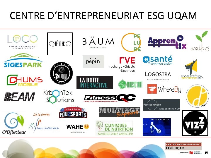 CENTRE D’ENTREPRENEURIAT ESG UQAM 15 