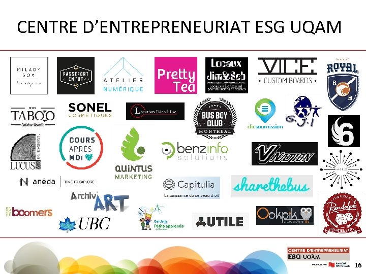 CENTRE D’ENTREPRENEURIAT ESG UQAM 16 