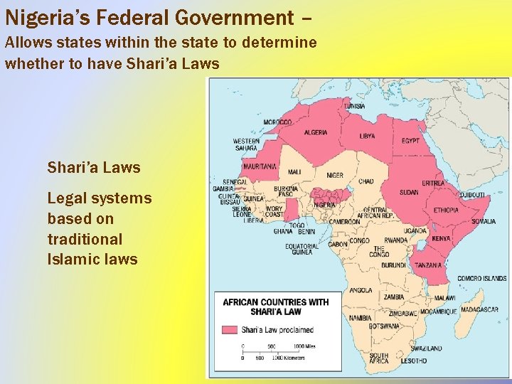 Nigeria’s Federal Government – Allows states within the state to determine whether to have