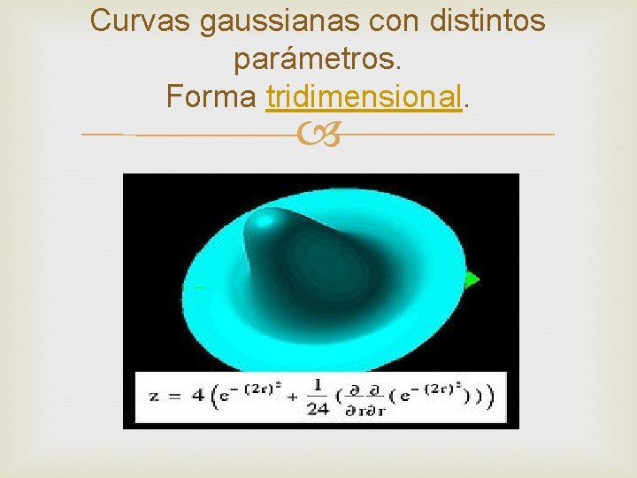 Curvas gaussianas con distintos parámetros. Forma tridimensional. 