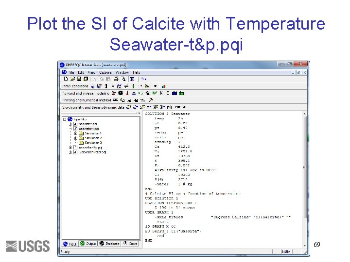 Plot the SI of Calcite with Temperature Seawater-t&p. pqi 69 