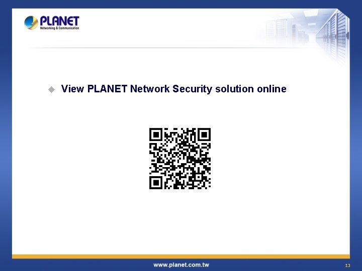 u View PLANET Network Security solution online 13 