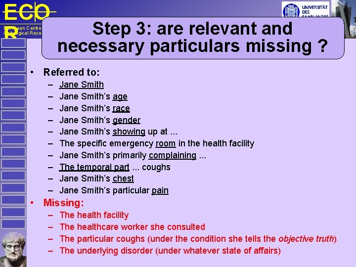 ECO Step 3: are relevant and R necessary particulars missing ? European Centre for