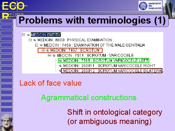 ECO R Problems with terminologies (1) European Centre for Ontological Research Lack of face
