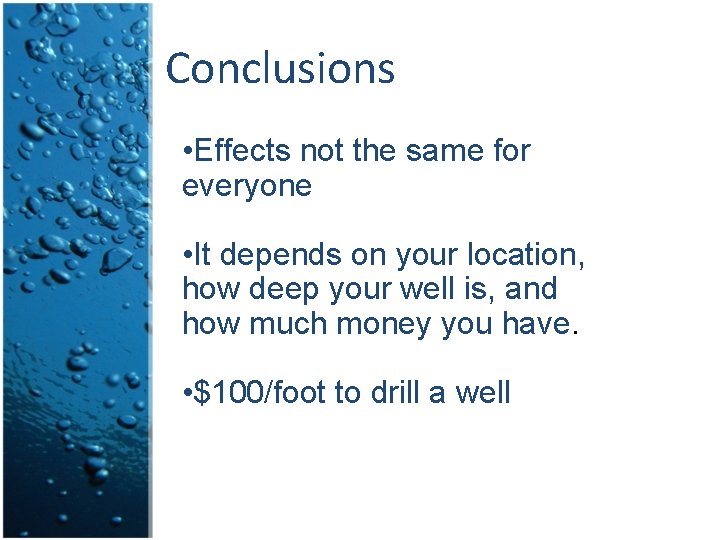 Conclusions • Effects not the same for everyone • It depends on your location, Conclusions • Effects not the same for everyone • It depends on your location,