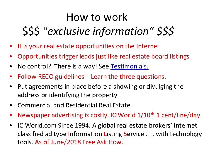 How to work $$$ “exclusive information” $$$ It is your real estate opportunities on