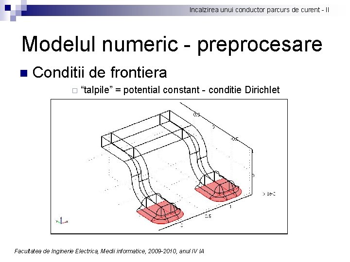 Incalzirea unui conductor parcurs de curent - II Modelul numeric - preprocesare n Conditii