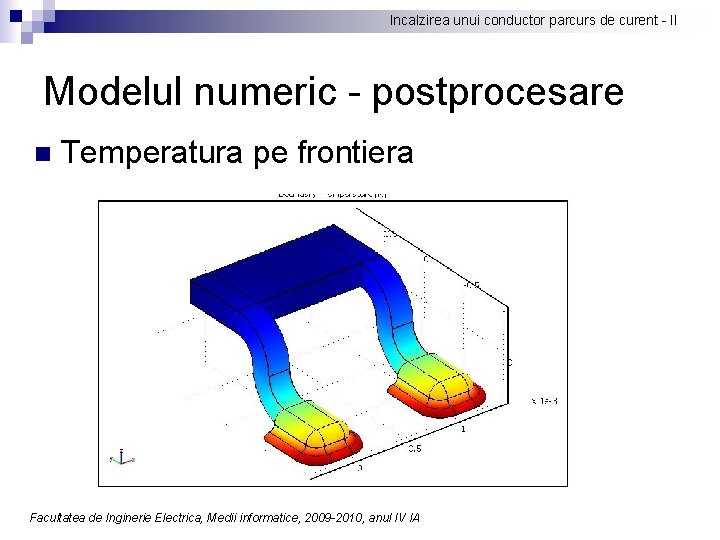 Incalzirea unui conductor parcurs de curent - II Modelul numeric - postprocesare n Temperatura