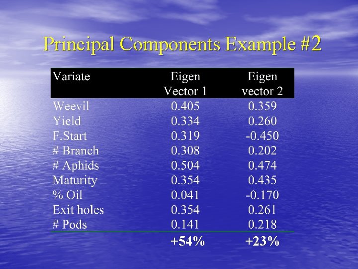 Principal Components Example #2 +54% +23% 