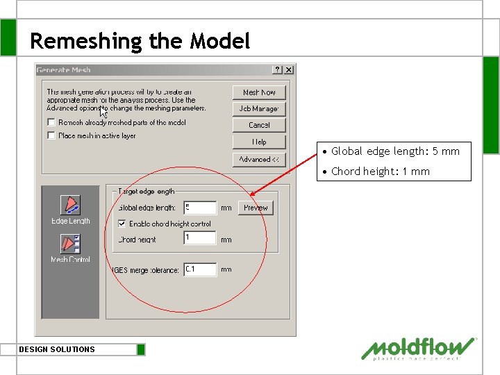 Remeshing the Model • Global edge length: 5 mm • Chord height: 1 mm