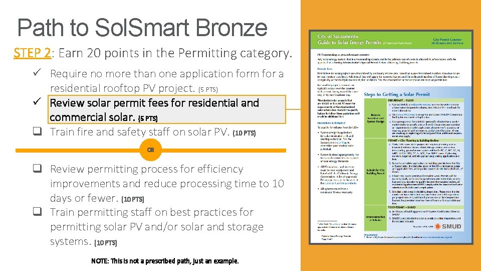 Path to Sol. Smart Bronze STEP 2: Earn 20 points in the Permitting category.