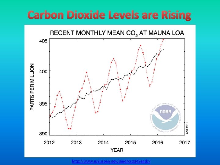 Carbon Dioxide Levels are Rising http: //www. esrl. noaa. gov/gmd/ccgg/trends/ 