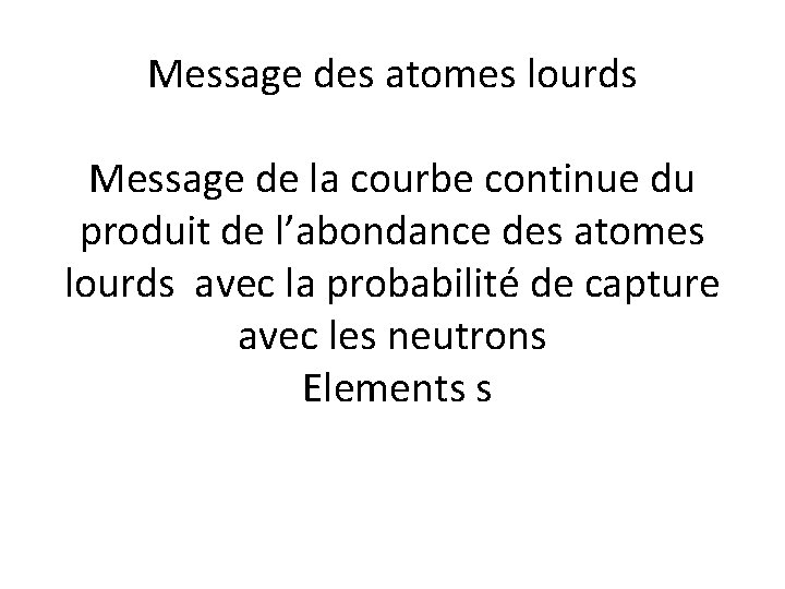 Message des atomes lourds Message de la courbe continue du produit de l’abondance des