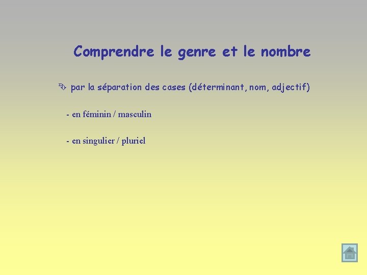 Comprendre le genre et le nombre par la séparation des cases (déterminant, nom, adjectif)