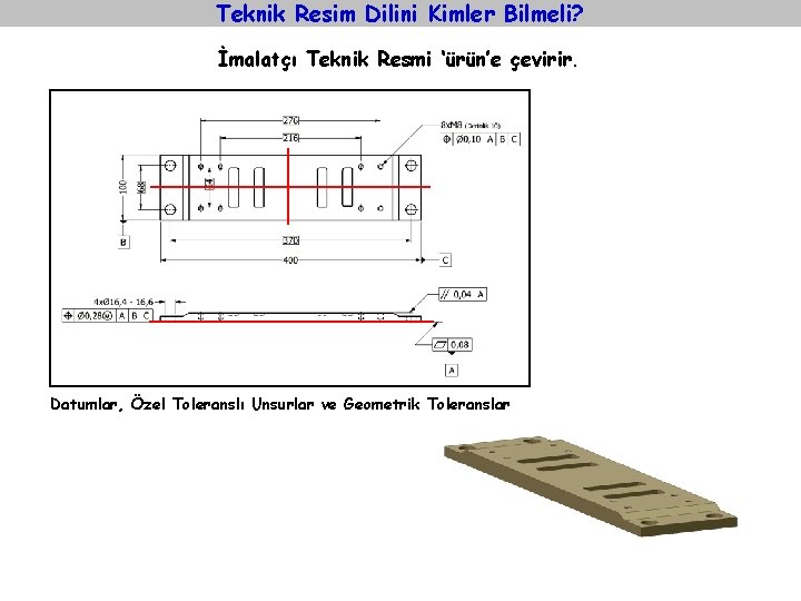 Teknik Resim Dilini Kimler Bilmeli? İmalatçı Teknik Resmi ‘ürün’e çevirir. Datumlar, Özel Toleranslı Unsurlar