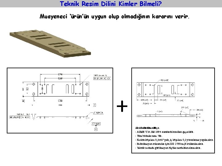 Teknik Resim Dilini Kimler Bilmeli? Muayeneci ‘ürün’ün uygun olup olmadığının kararını verir. + Aksi