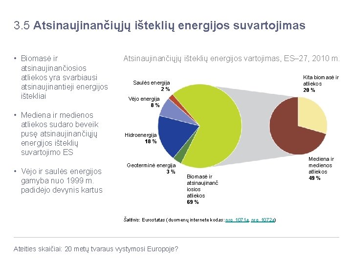 3. 5 Atsinaujinančiųjų išteklių energijos suvartojimas • Biomasė ir atsinaujinančiosios atliekos yra svarbiausi atsinaujinantieji