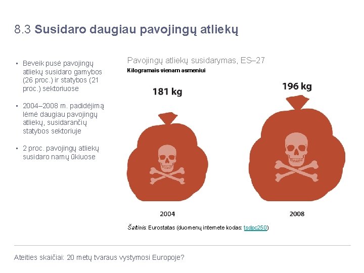 8. 3 Susidaro daugiau pavojingų atliekų • Beveik pusė pavojingų atliekų susidaro gamybos (26