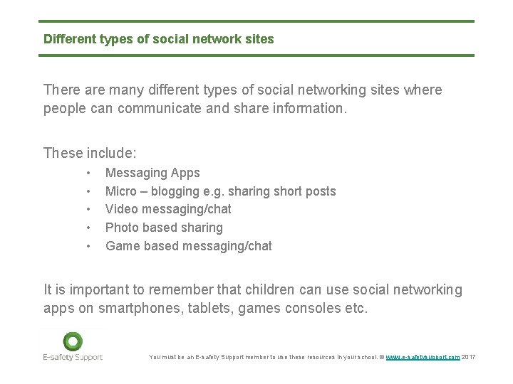 Different types of social network sites There are many different types of social networking