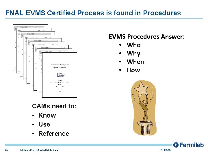 FNAL EVMS Certified Process is found in Procedures EVMS Procedures Answer: • Who •