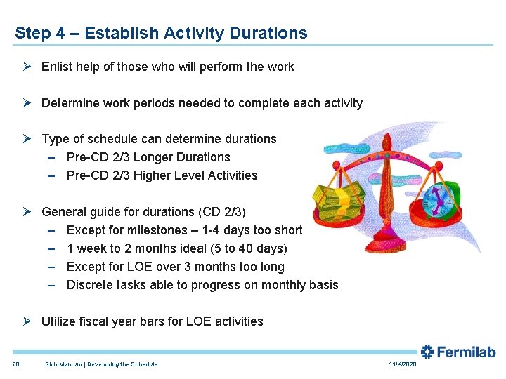 Step 4 – Establish Activity Durations Ø Enlist help of those who will perform