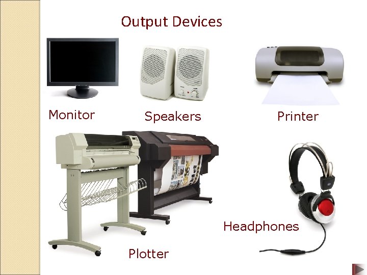 Output Devices Monitor Speakers Printer Headphones Plotter 