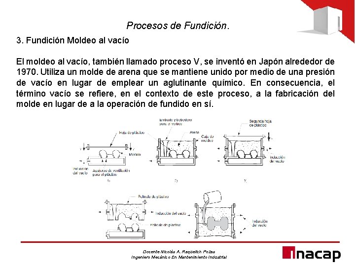 Procesos de Fundición. 3. Fundición Moldeo al vacío El moldeo al vacío, también llamado