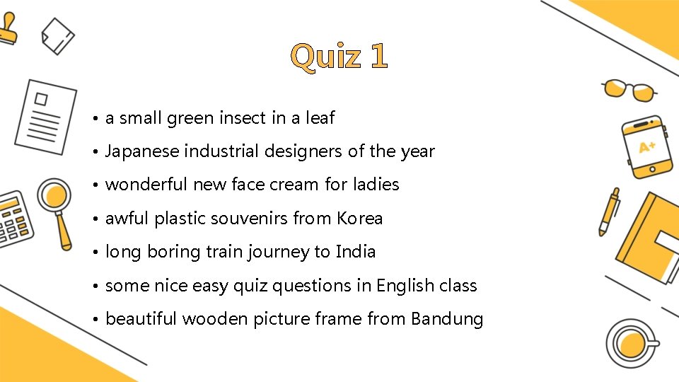Quiz 1 • a small green insect in a leaf • Japanese industrial designers