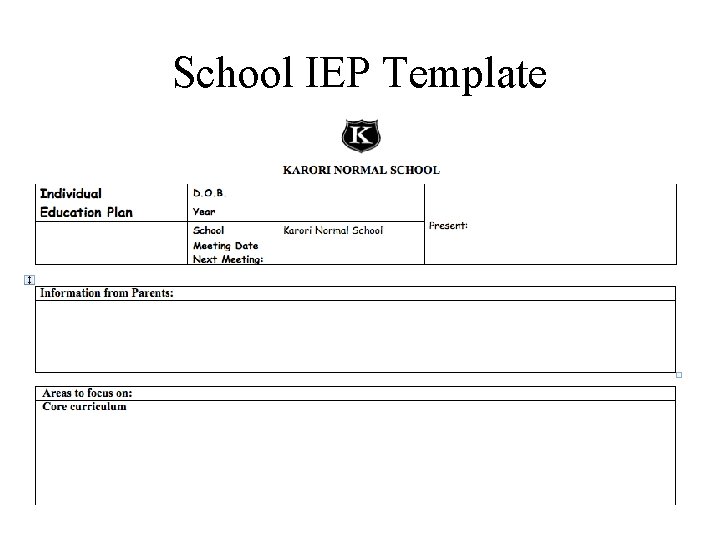 School IEP Template 