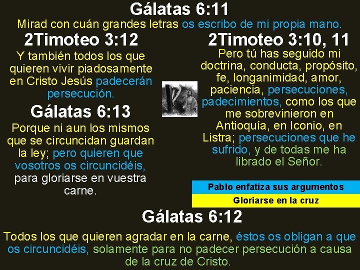 Gálatas 6: 11 Mirad con cuán grandes letras os escribo de mi propia mano. Gálatas 6: 11 Mirad con cuán grandes letras os escribo de mi propia mano.