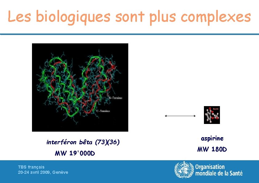 Les biologiques sont plus complexes interféron bêta (73)(36) MW 19'000 D TBS français 20