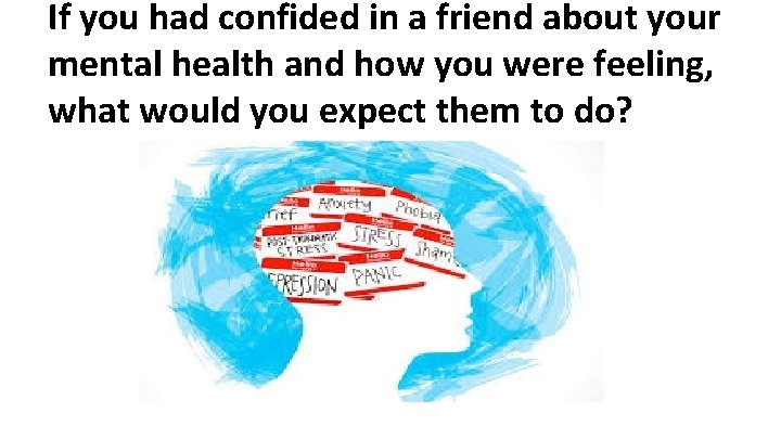 If you had confided in a friend about your mental health and how you