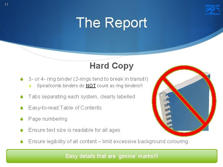 13 The Report Hard Copy S 3 - or 4 - ring binder (2