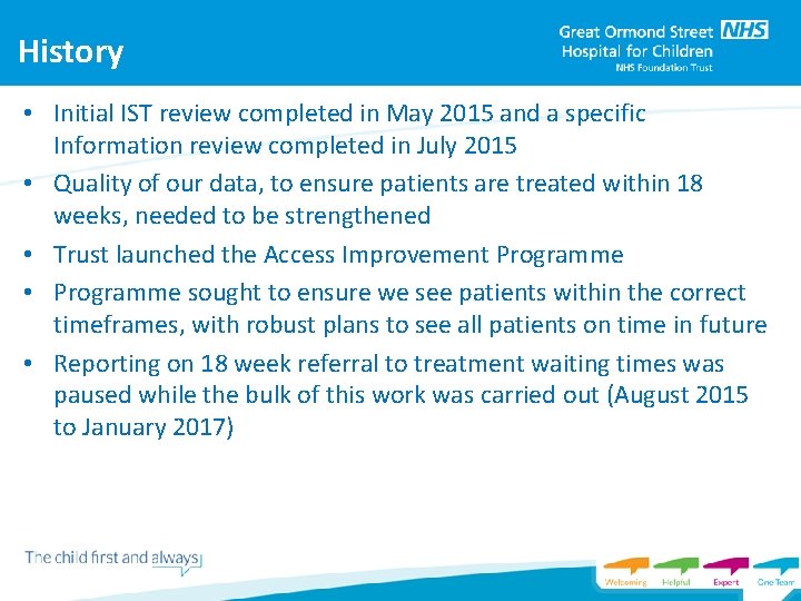 History • Initial IST review completed in May 2015 and a specific Information review