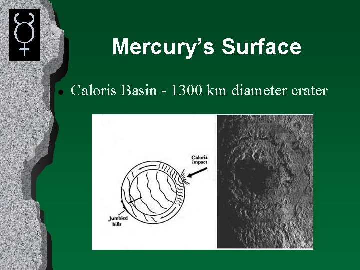 Mercury’s Surface l Caloris Basin - 1300 km diameter crater 