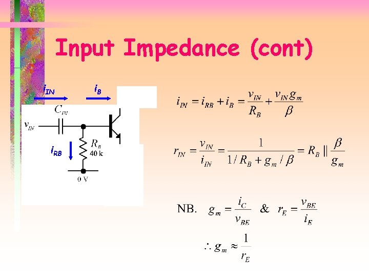 Input Impedance (cont) i. IN i. RB i. B 