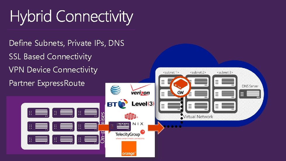 Define Subnets, Private IPs, DNS SSL Based Connectivity VPN Device Connectivity Partner Express. Route